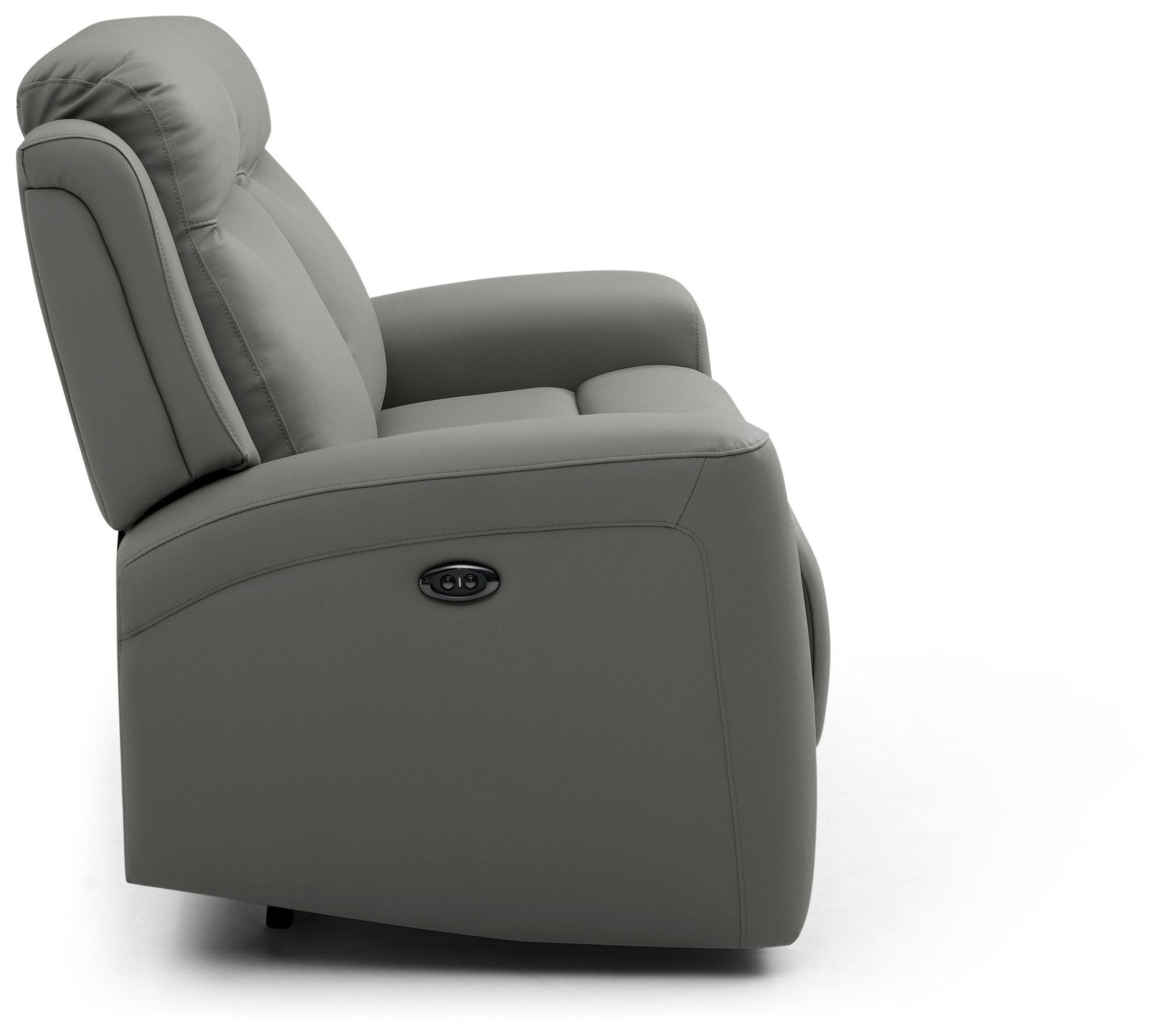 Bentley 2 Seater Grey Leather Electric Recliner Sofa