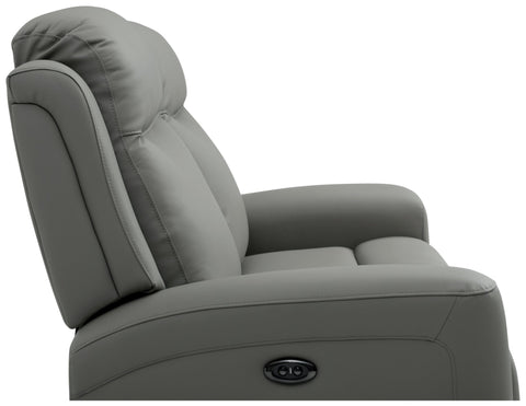 Bentley 2 Seater Grey Leather Electric Recliner Sofa