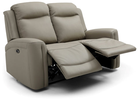 Bentley 2 Seater Taupe Leather Electric Recliner Sofa