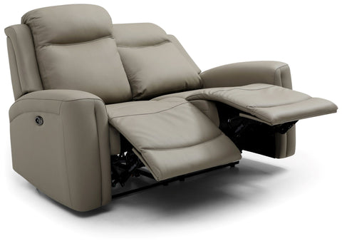 Bentley 2 Seater Taupe Leather Electric Recliner Sofa