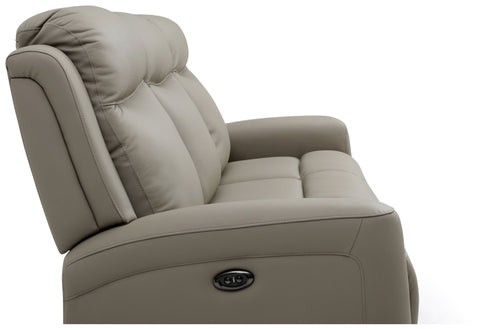 Bentley 2 Seater Taupe Leather Electric Recliner Sofa