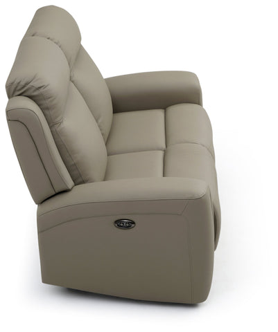 Bentley 2 Seater Taupe Leather Electric Recliner Sofa