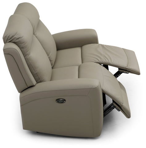 Bentley 2 Seater Taupe Leather Electric Recliner Sofa