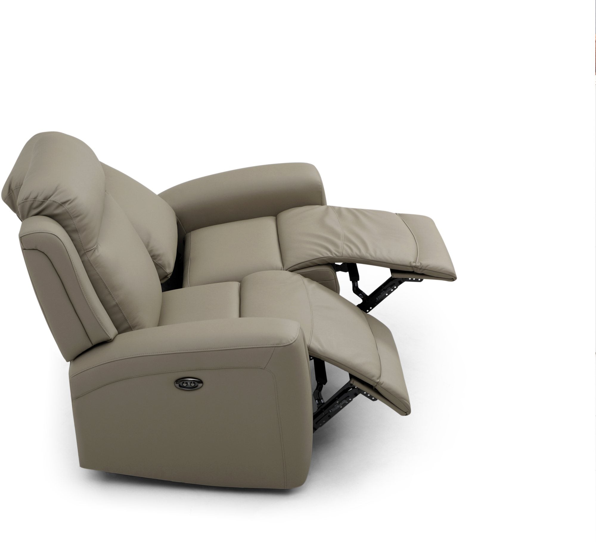 Bentley 2 Seater Taupe Leather Electric Recliner Sofa