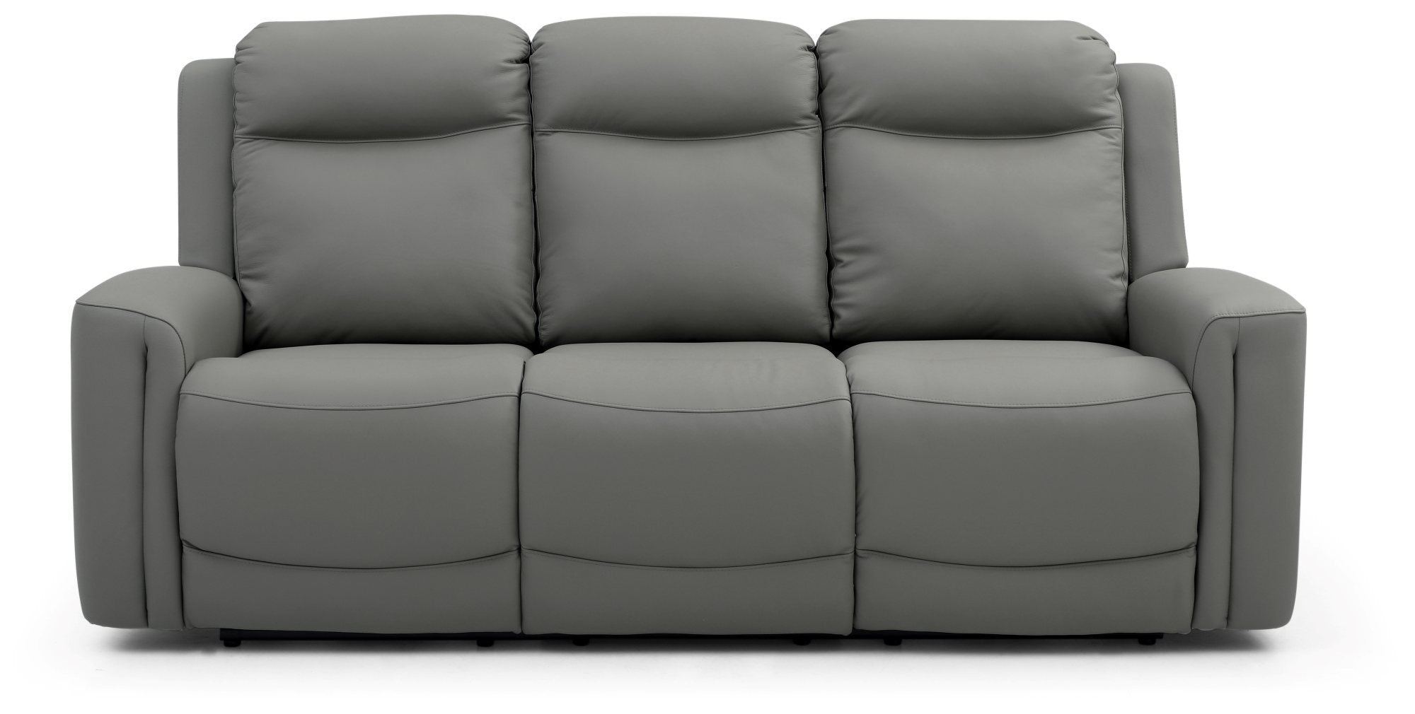 Bentley 3 Seater Grey Leather Electric Recliner Sofa