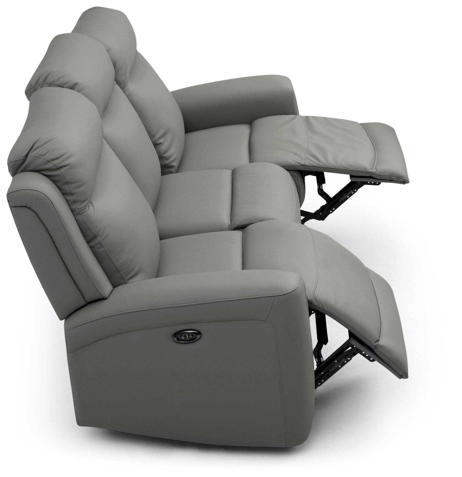 Bentley 3 Seater Grey Leather Electric Recliner Sofa