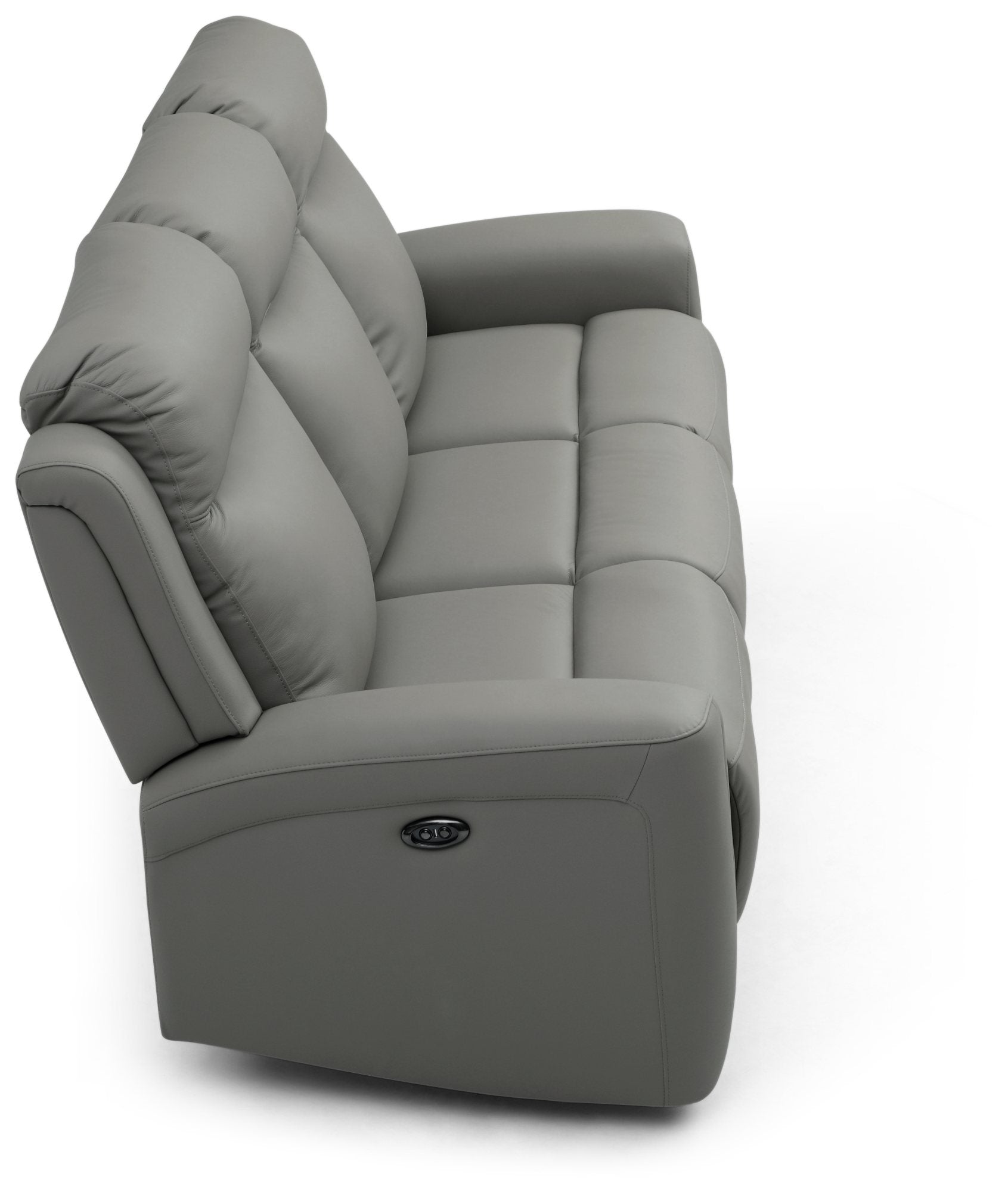 Bentley 3 Seater Grey Leather Electric Recliner Sofa