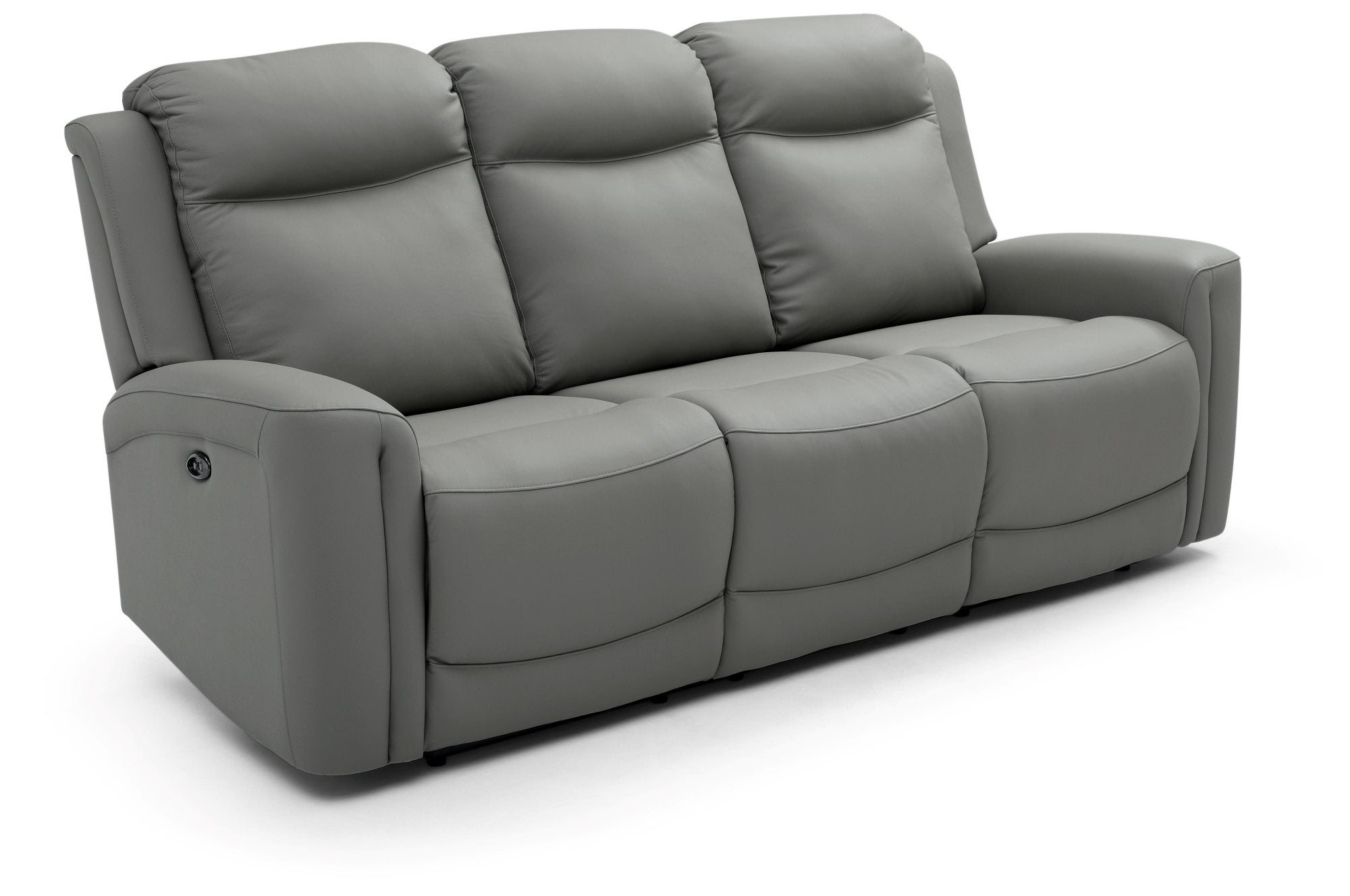 Bentley 3 Seater Grey Leather Electric Recliner Sofa