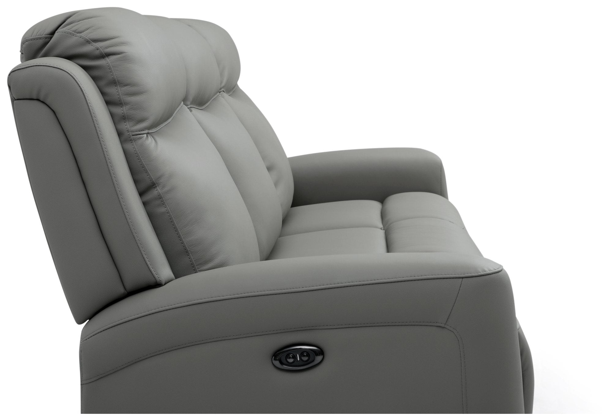 Bentley 3 Seater Grey Leather Electric Recliner Sofa