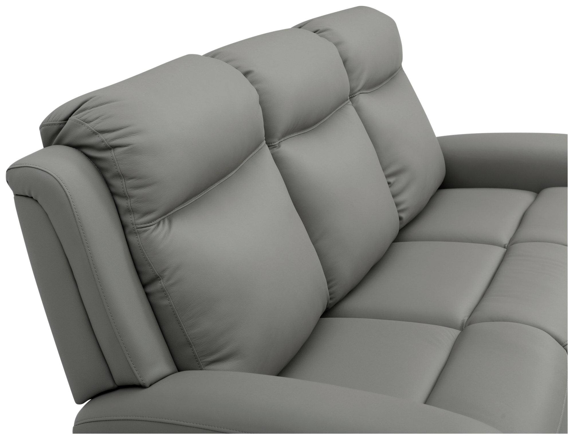 Bentley 3 Seater Grey Leather Electric Recliner Sofa