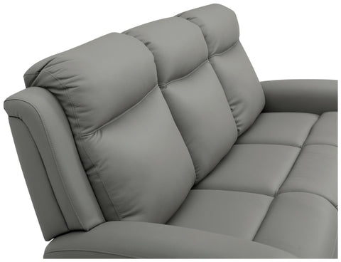 Bentley 3 Seater Grey Leather Electric Recliner Sofa, also available in Taupe - Backrest Close Up