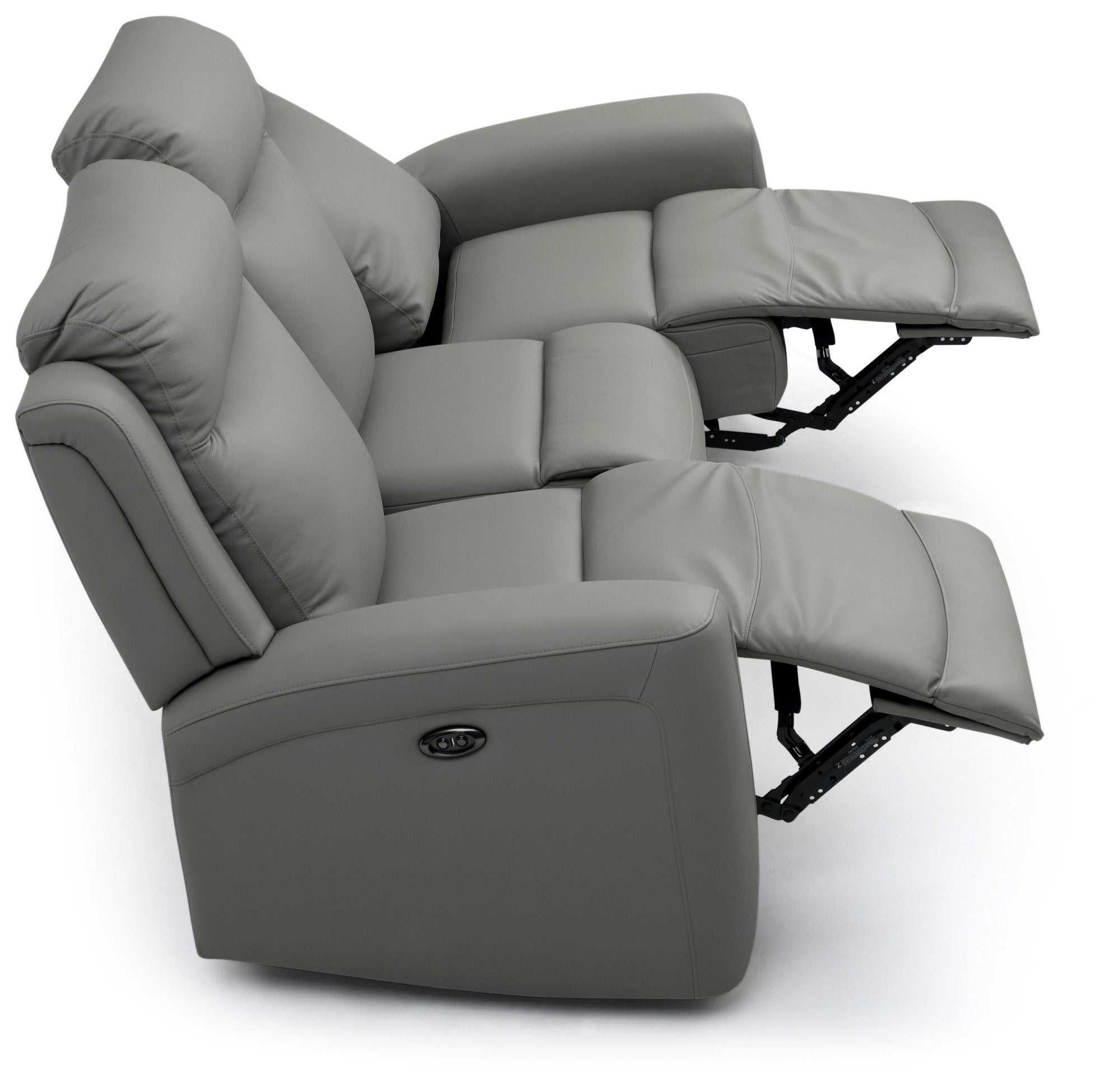 Bentley 3 Seater Grey Leather Electric Recliner Sofa