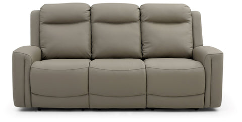 Bentley 3 Seater Taupe Leather Power Recliner Sofa