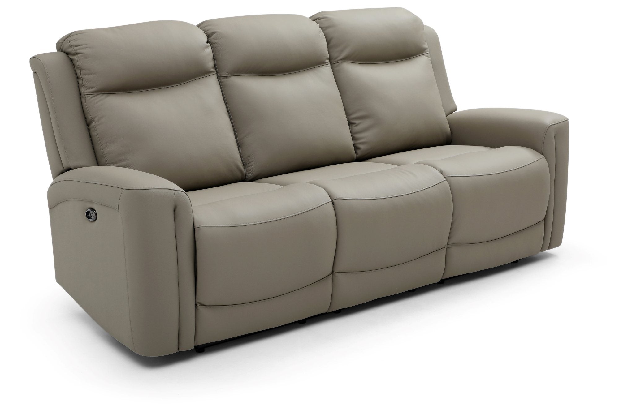 Bentley 3 Seater Grey Leather Electric Recliner Sofa