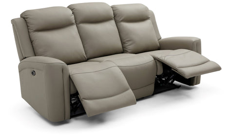 Bentley 3 Seater Grey Leather Electric Recliner Sofa, also available in Taupe - Taupe Sofa Reclining