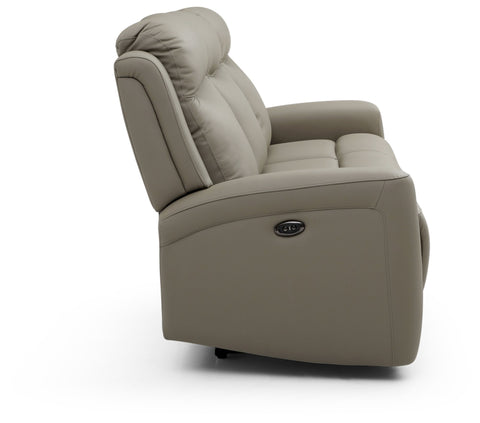 Bentley 3 Seater Grey Leather Electric Recliner Sofa