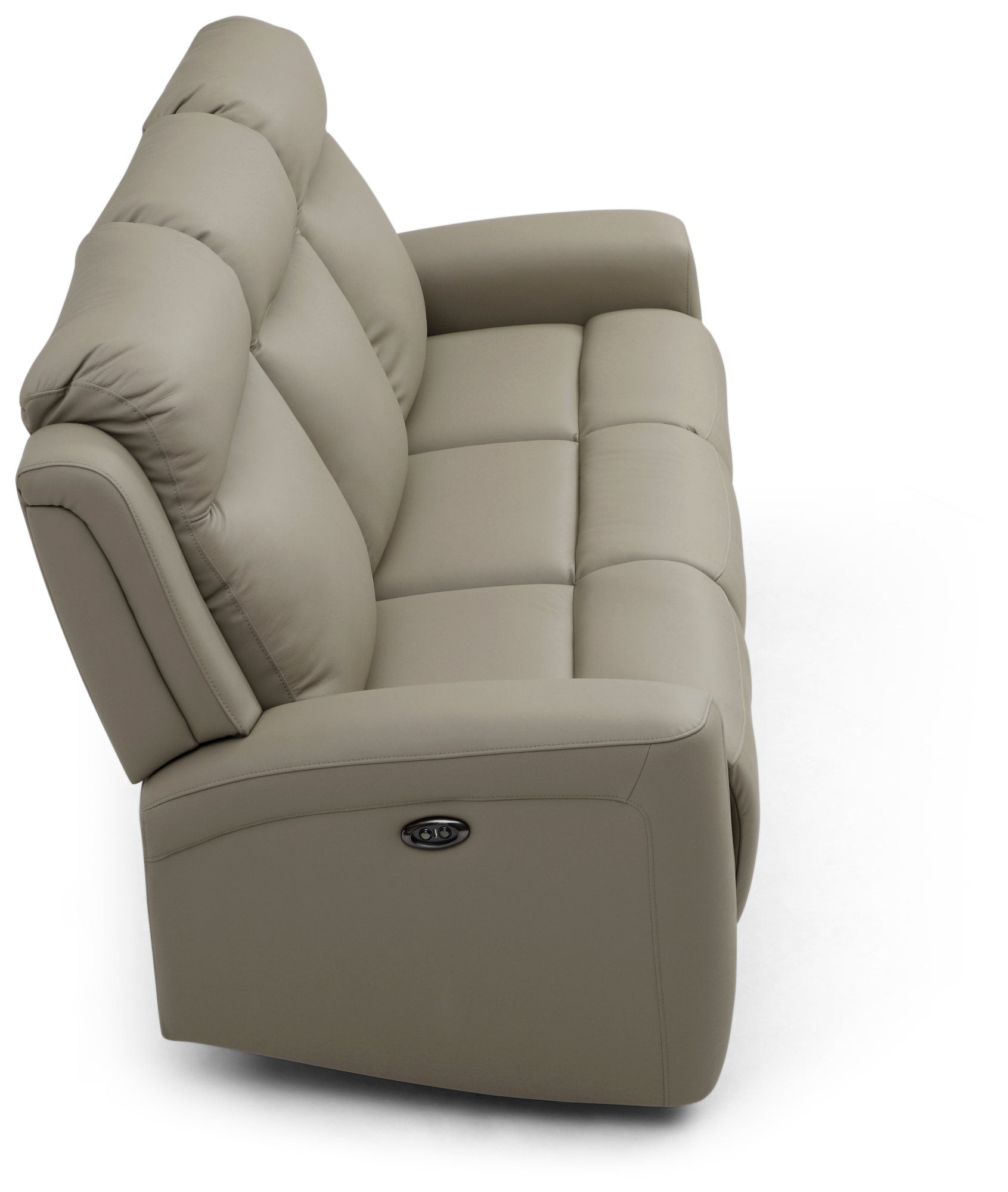 Bentley 3 Seater Taupe Leather Electric Recliner Sofa