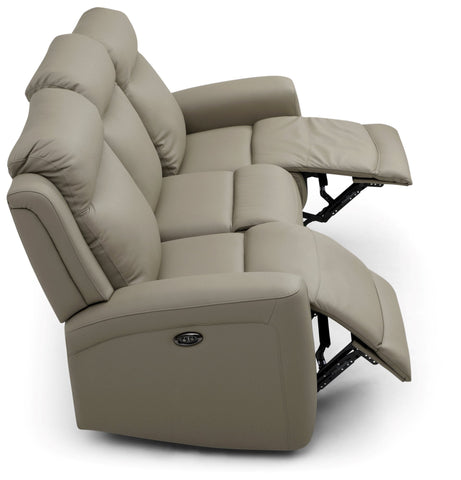 Bentley 3 Seater Taupe Leather Electric Recliner Sofa