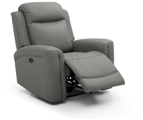 Bentley Grey Leather Power Recliner Arm Chair at Pendle Village 