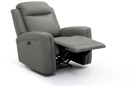 Bentley Grey Leather Electric Recliner Arm Chair