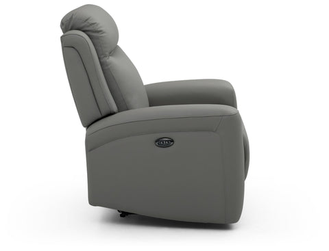 Bentley Grey Leather Electric Recliner Arm Chair