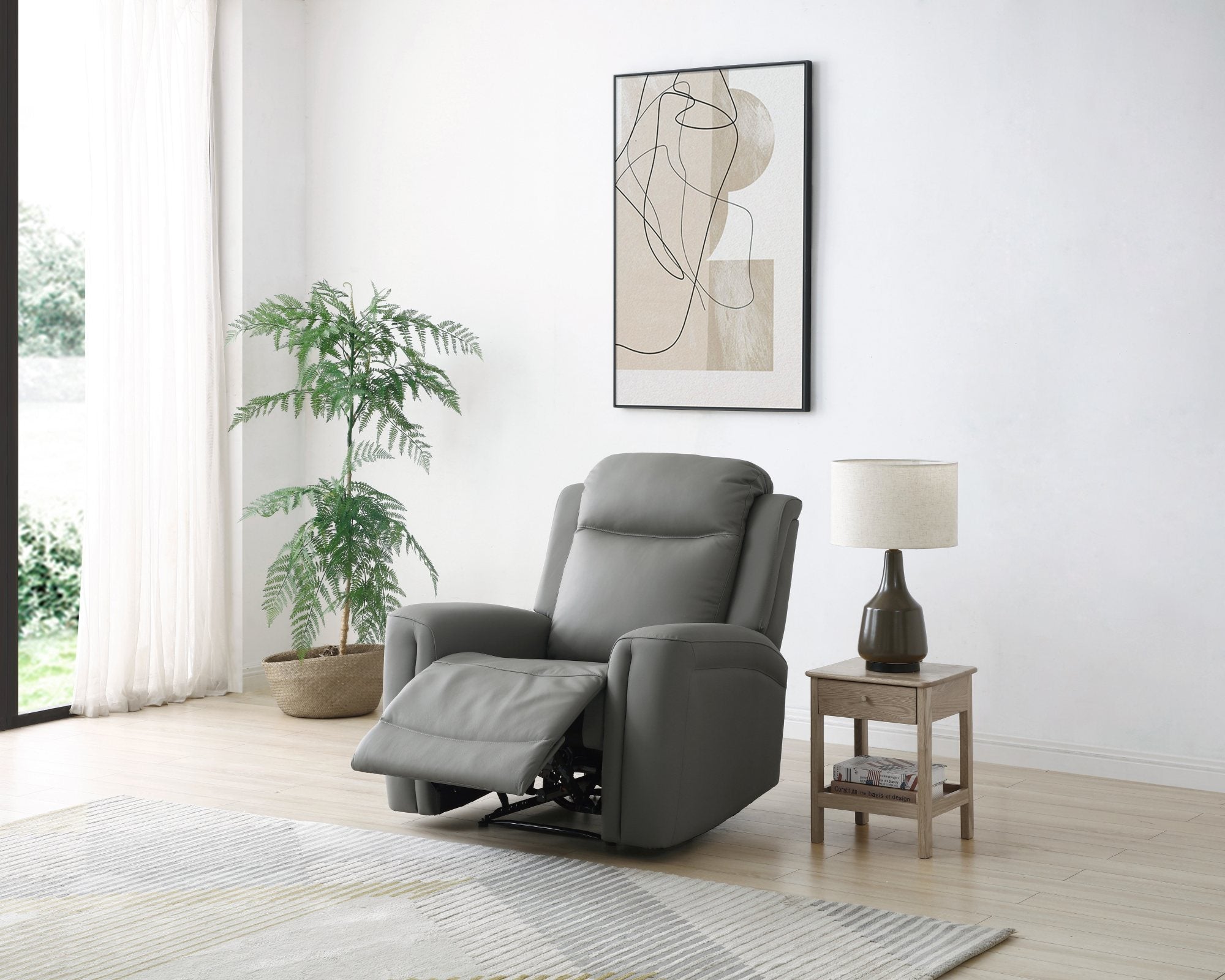 Bentley Taupe Leather Electric Recliner Arm Chair