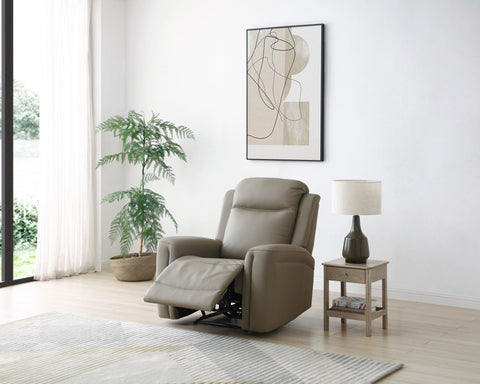 Bentley Taupe Leather Electric Recliner Arm Chair