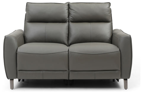 Brooklyn 2 Seater Grey Leather Electric Recliner Sofa