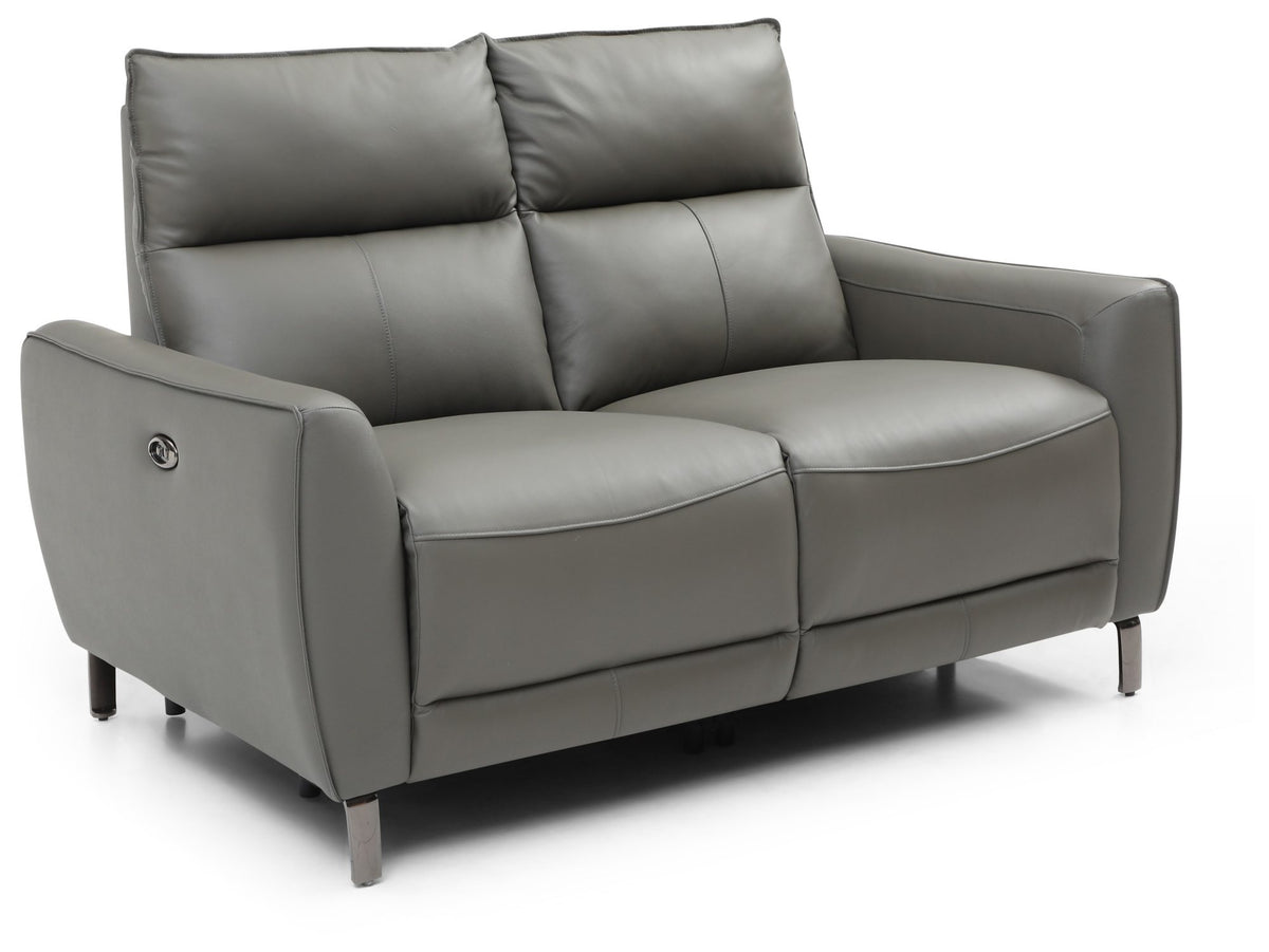 Brooklyn 2 Seater Grey Leather Electric Recliner Sofa