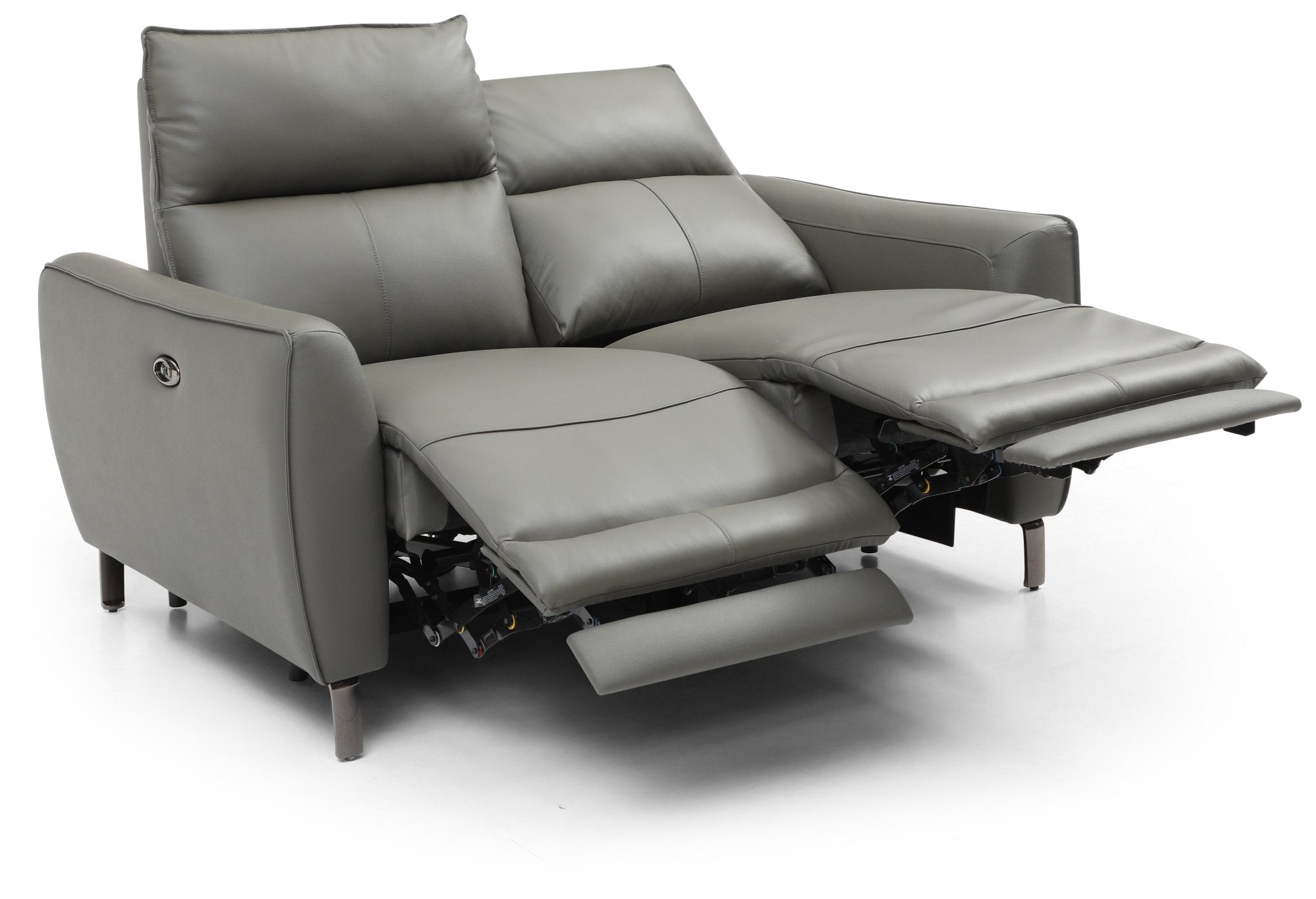 Brooklyn 2 Seater Grey Leather Electric Recliner Sofa