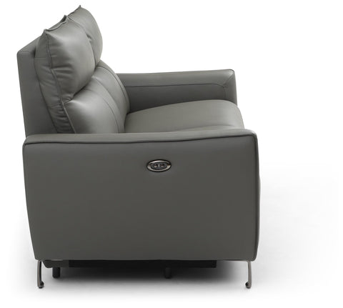 Brooklyn 2 Seater Grey Leather Electric Recliner Sofa