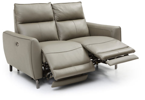 Brooklyn 2 Seater Grey Leather Electric Recliner Sofa