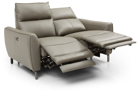 Brooklyn 2 Seater Grey Leather Electric Recliner Sofa