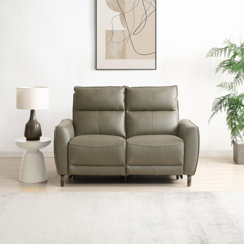 Brooklyn 2 Seater Grey Leather Electric Recliner Sofa