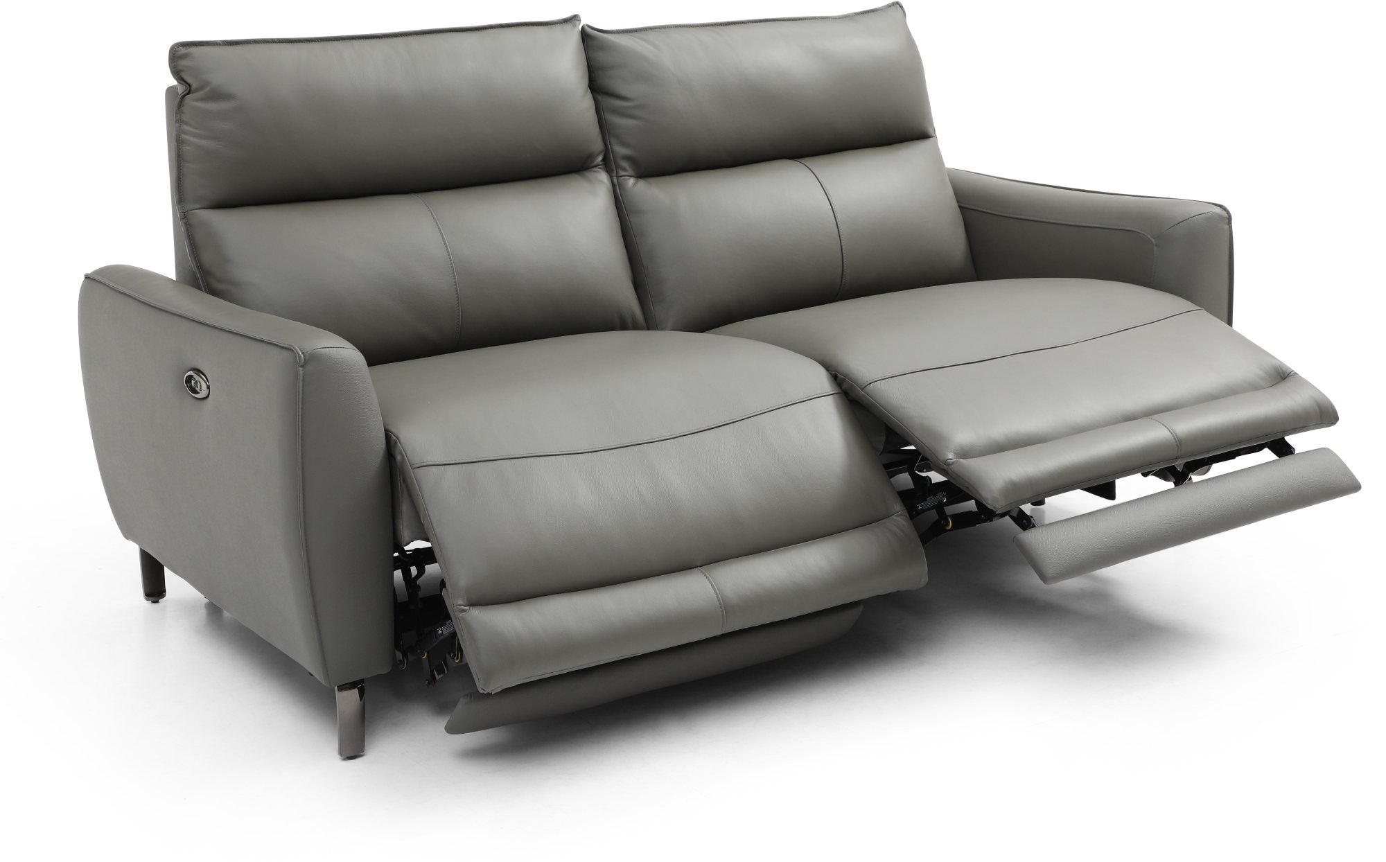 Brooklyn 3 Seater Grey Leather Electric Recliner Sofa