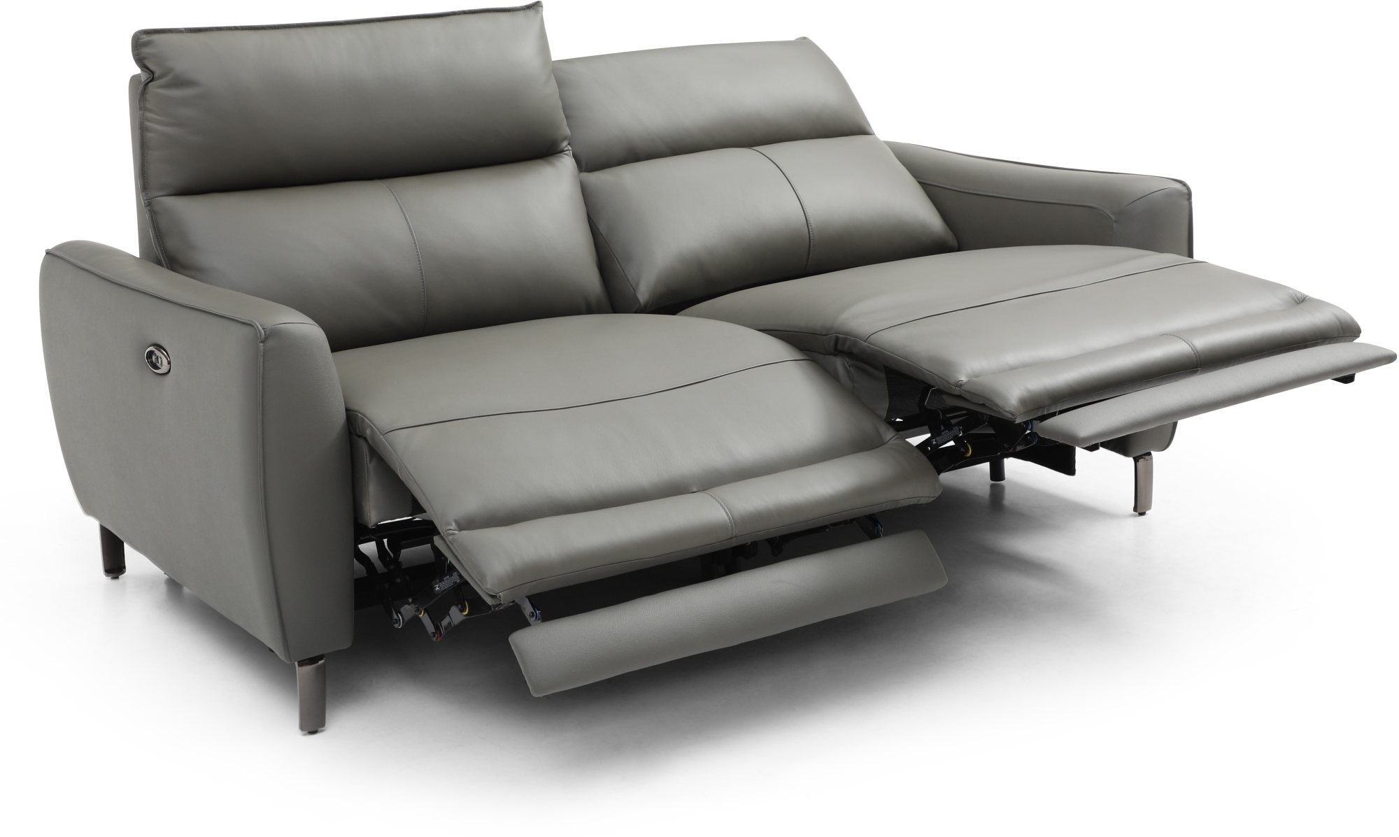 Brooklyn 3 Seater Grey Leather Electric Recliner Sofa