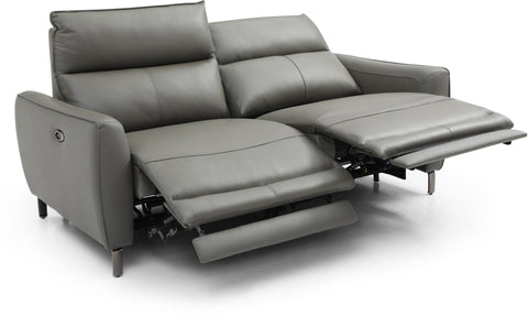 Modern Brooklyn 3 Seater Grey Leather Electric Recliner Sofa