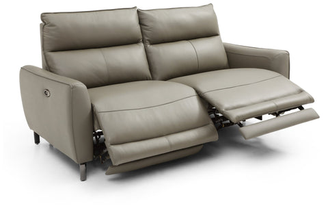 Brooklyn 3 Seater Taupe Leather Power Recliner Sofa