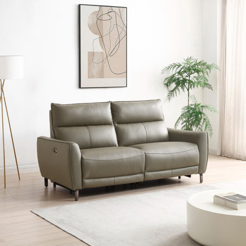 Brooklyn 3 Seater Taupe Leather Electric Recliner Sofa Pendle Village Furniture Online sale