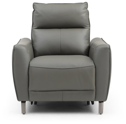 Brooklyn Grey Leather Electric Recliner Chair