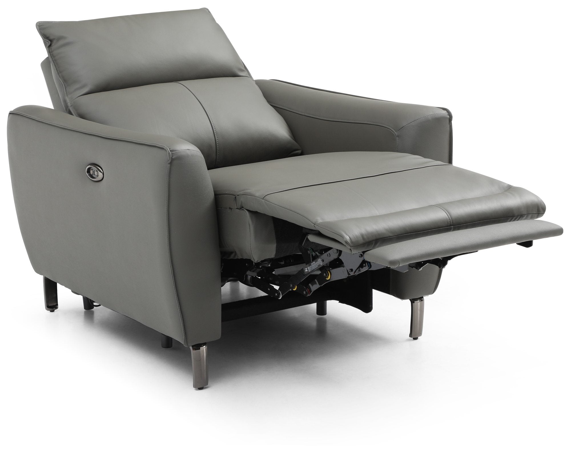 Brooklyn Grey Leather Electric Recliner Chair