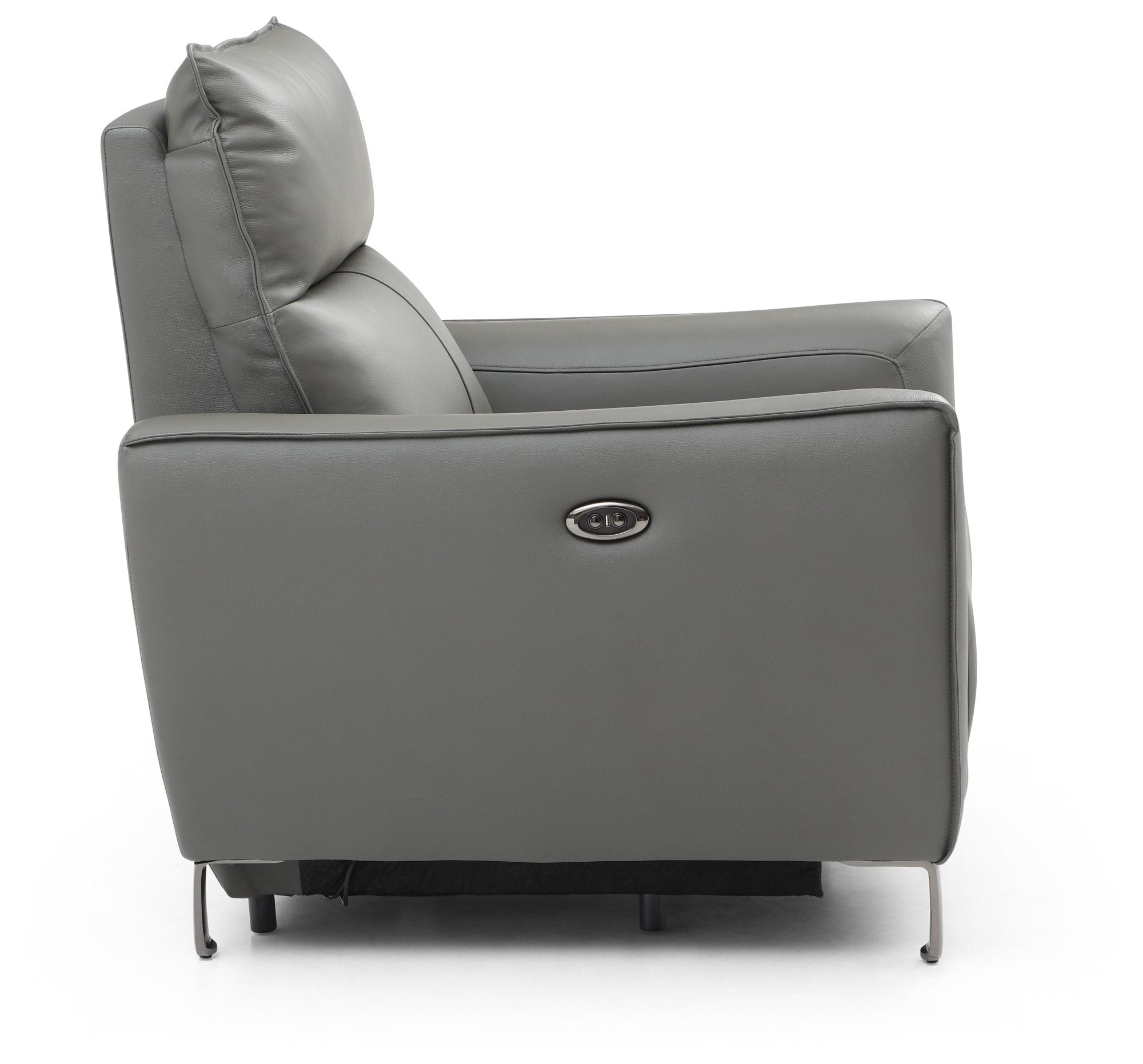 Brooklyn Grey Leather Electric Recliner Chair