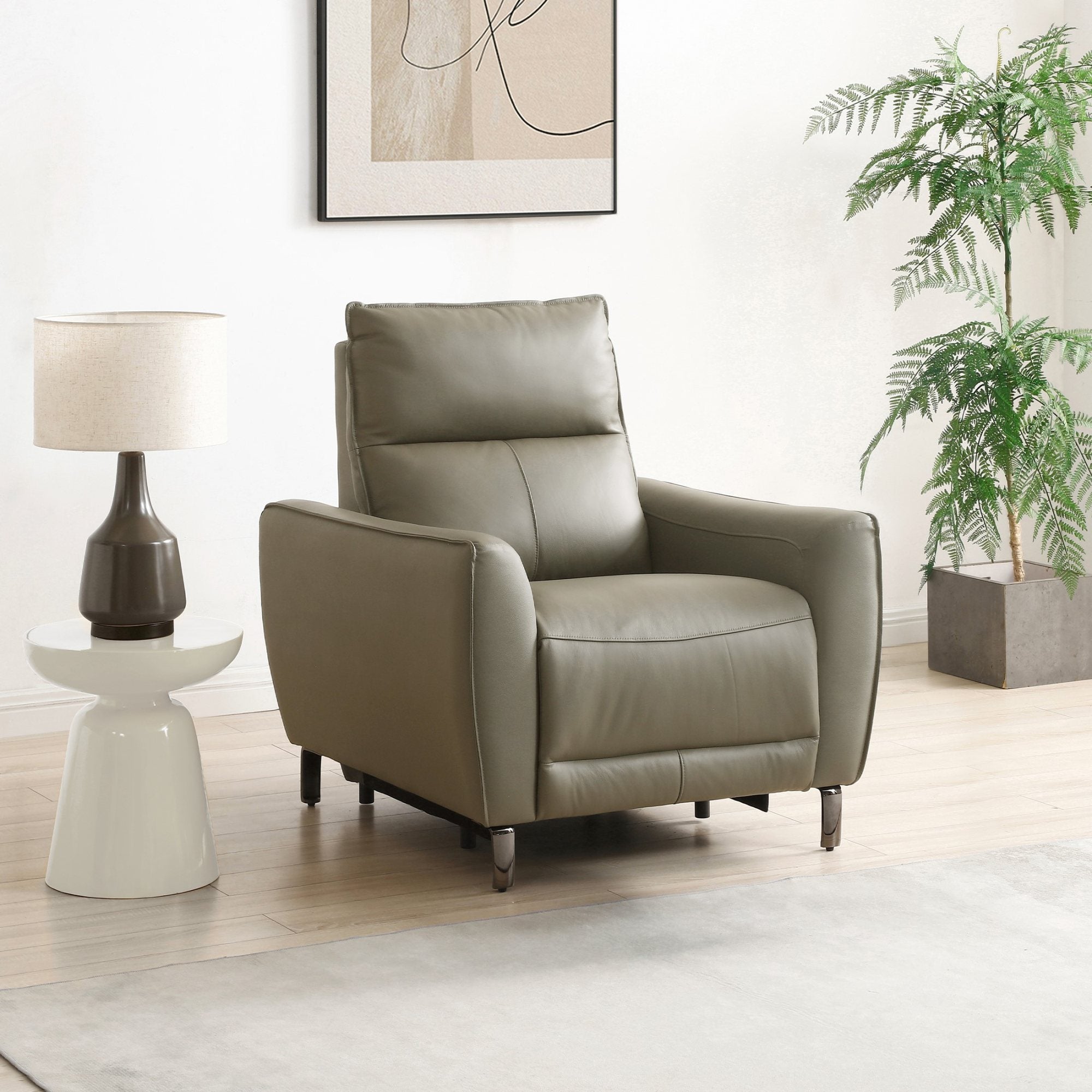 Brooklyn Grey Leather Electric Recliner Chair