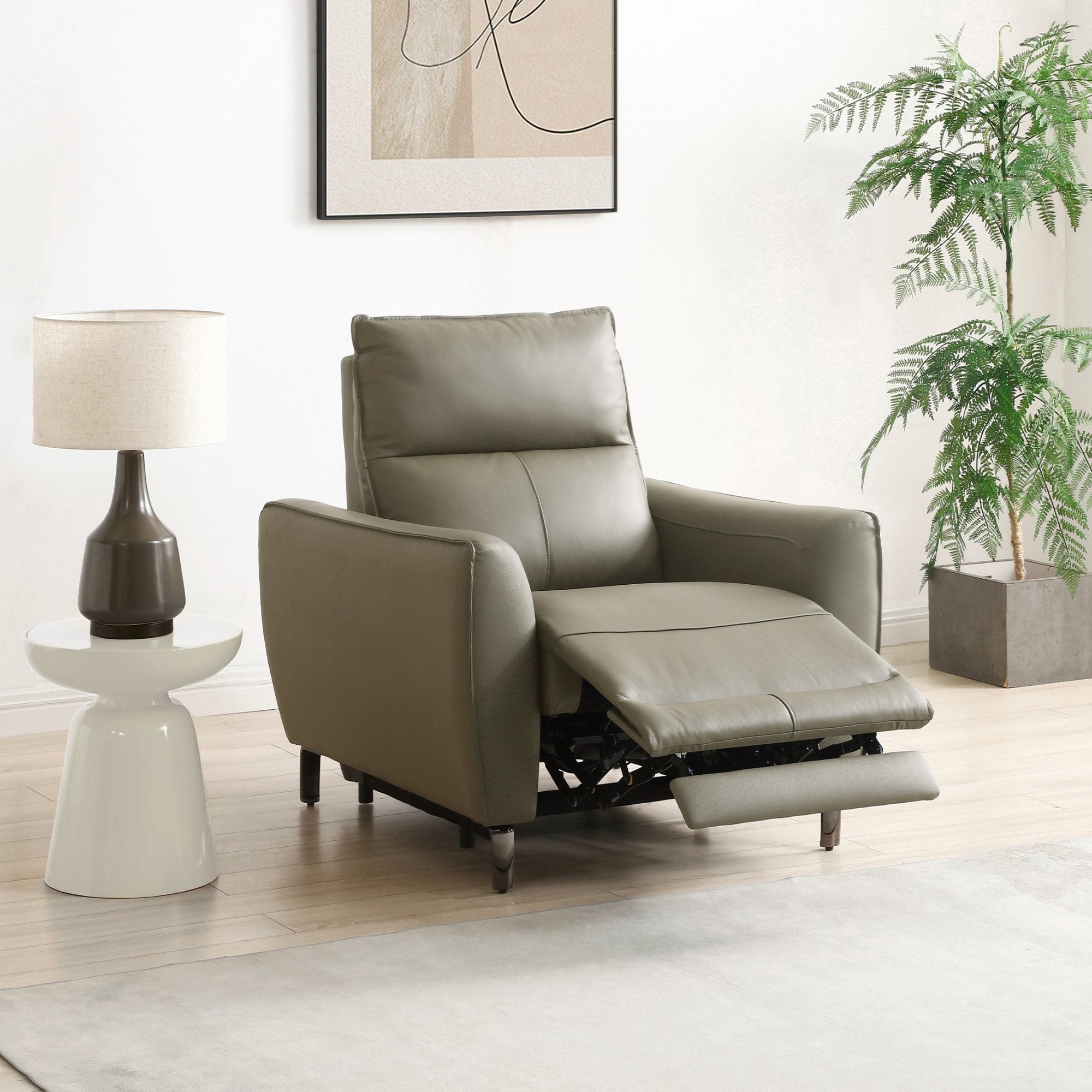 Brooklyn Taupe Leather Electric Recliner Chair