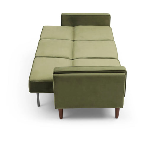 Polo Athena Olive Fabric Sofa Bed, also available in Navy - Side View of the Sofabed lay flat