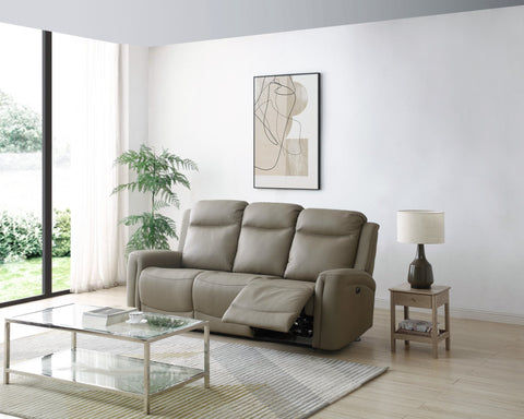 Bentley 3 Seater Taupe Leather Electric Recliner Sofa - Lifestyle Image