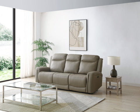 Pendle Village Furniture Presents Bentley 3 Seater Taupe Leather Electric Recliner Sofa