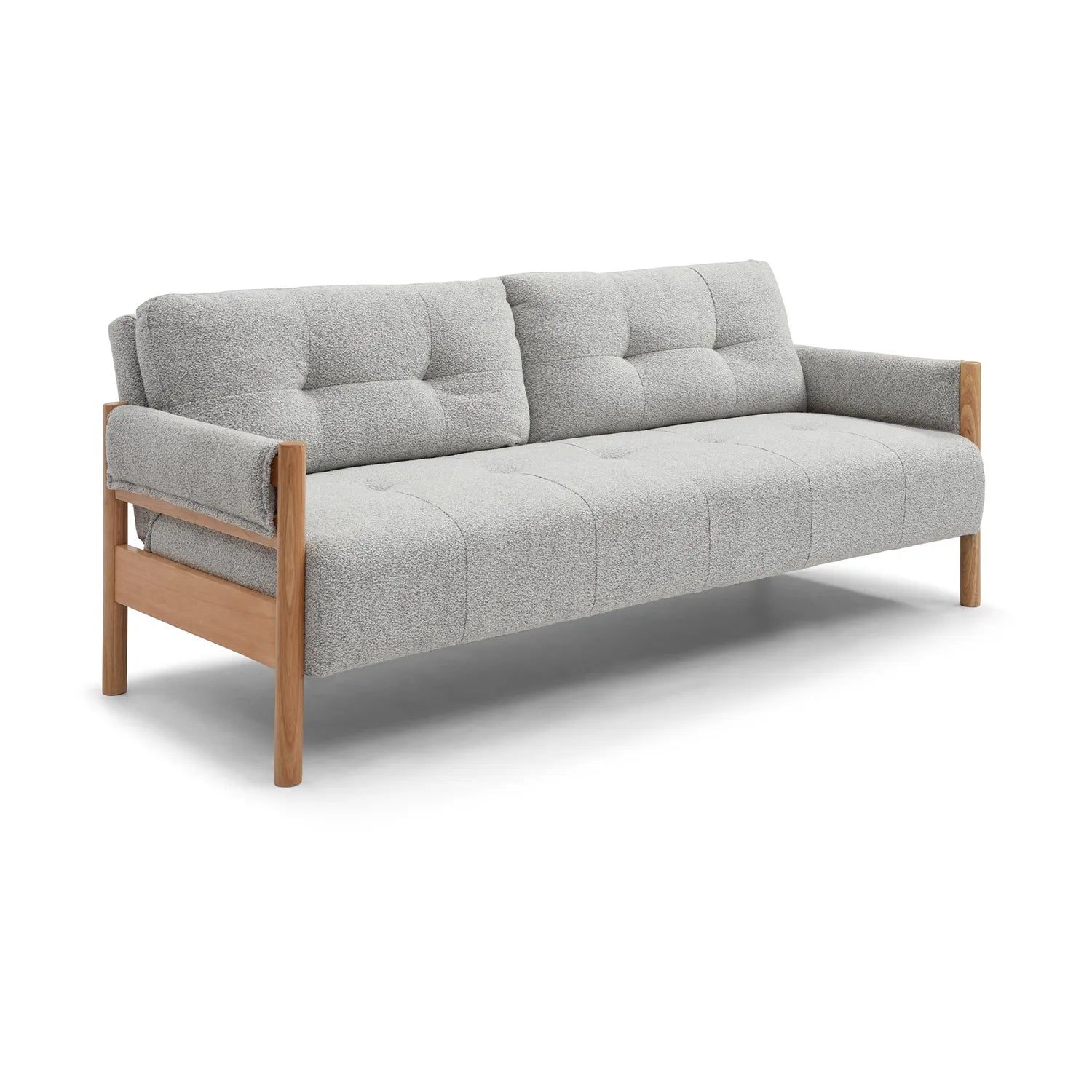 Kim Grey Fabric Sofa Bed with Wooden Arms