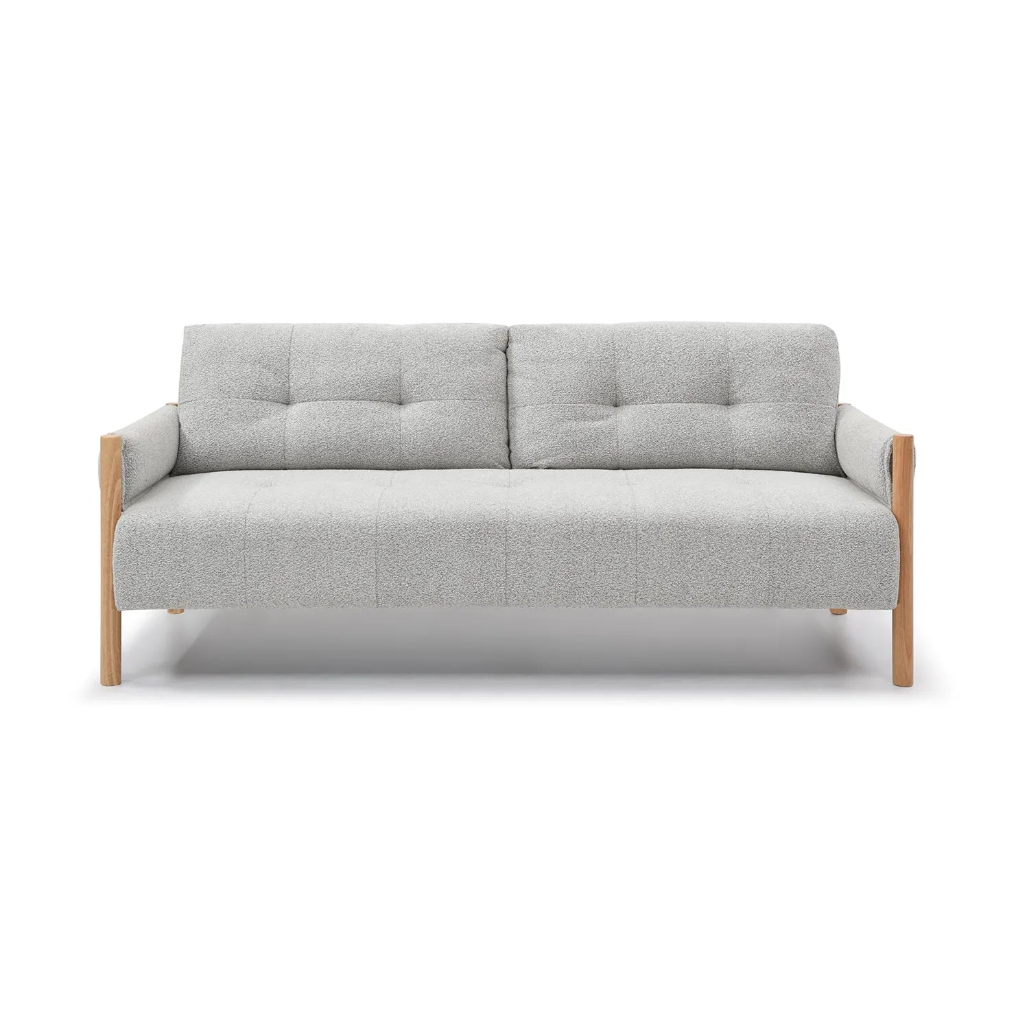 Kim Grey Fabric Sofa Bed with Wooden Arms