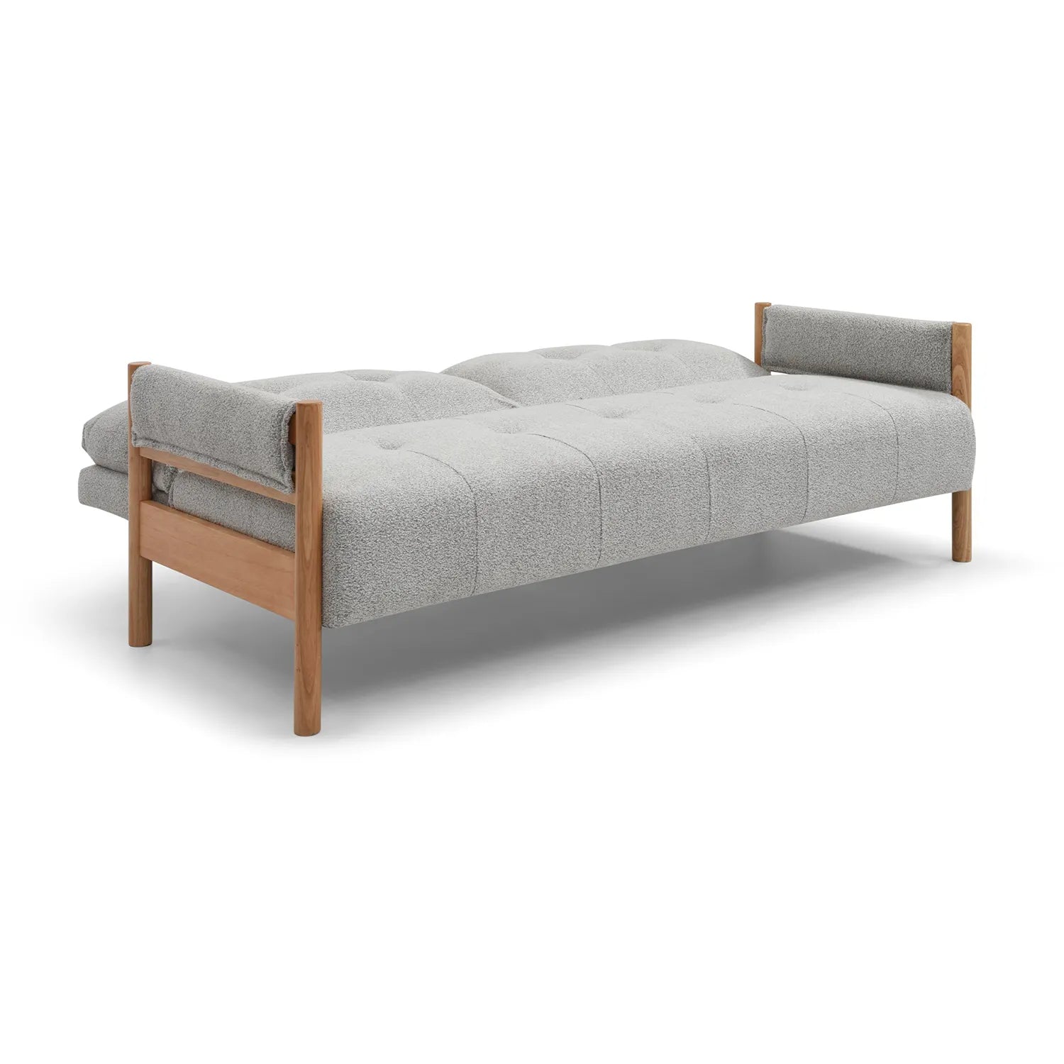 Kim Grey Fabric Sofa Bed with Wooden Arms